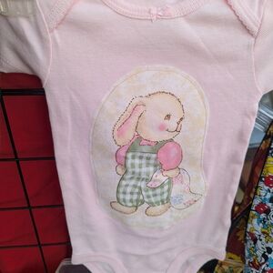 Pink Bunny Graphic One-Piece Bodysuit by